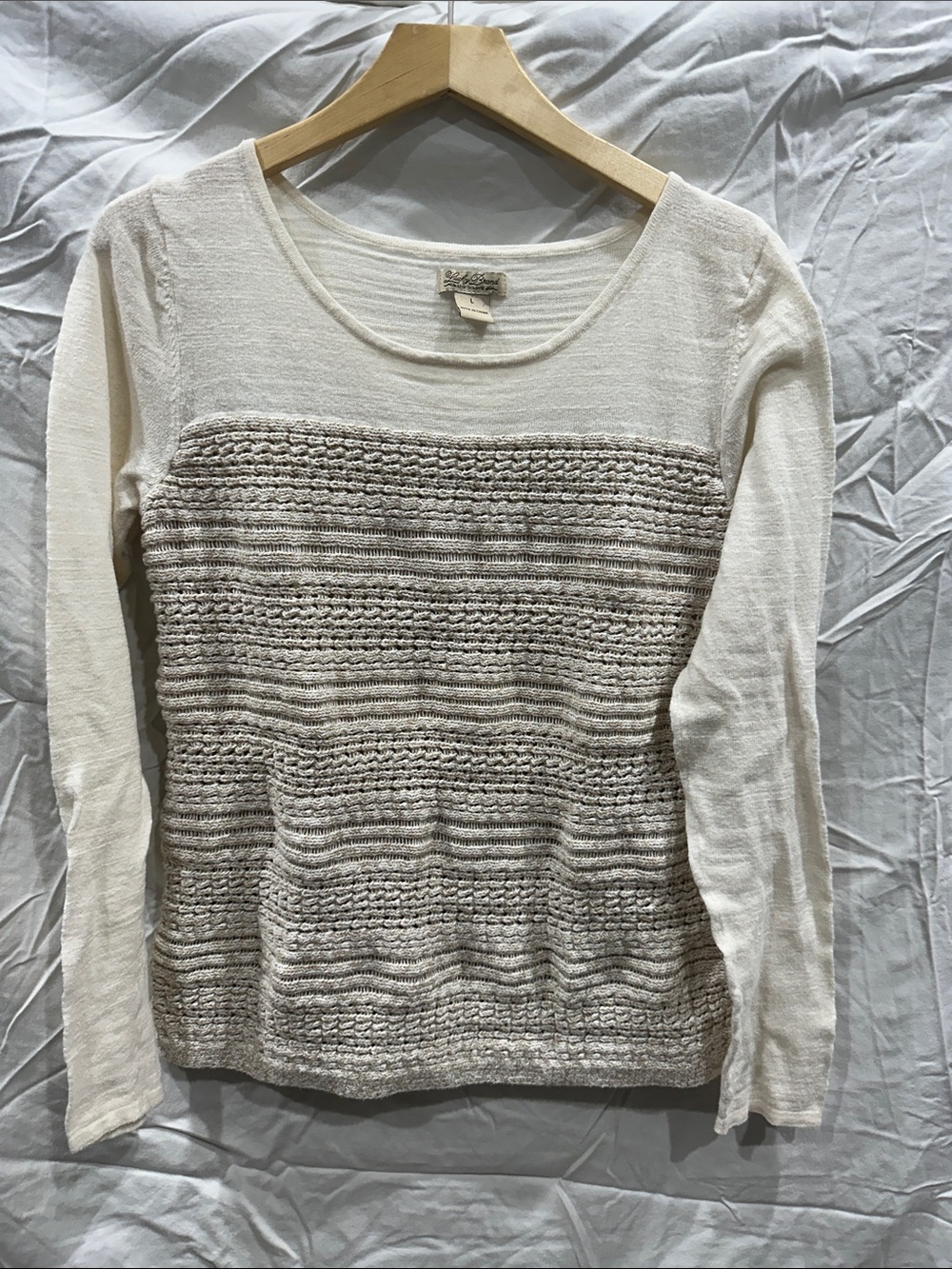 Lucky Brand Cream & Beige Top